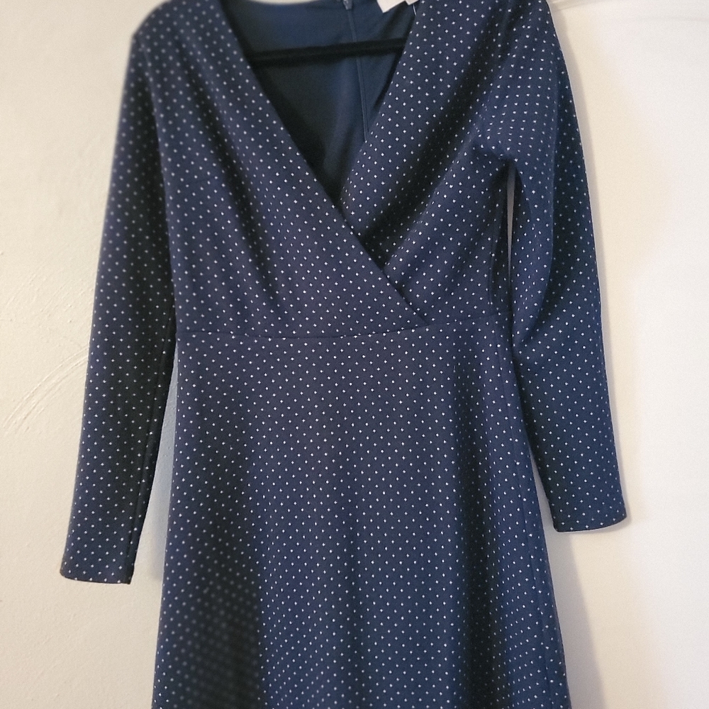 Loft v-neck dress with small polka dots